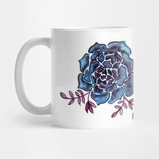 Watercolor houseleek - blue and burgundy Mug